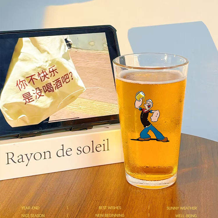 【水手也爱喝酒】夏季精酿啤酒杯玻璃杯家用酒杯酒馆扎啤杯品脱杯