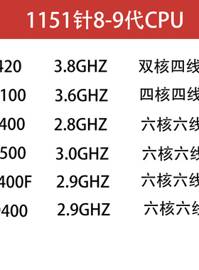 89代CPUIntel/英特尔i5-9400F G5400 CC150 1151针台式机89代CPU