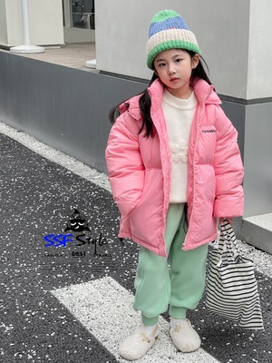 鲨鲨舫儿童羽绒服女童中长款加厚保暖白鸭绒外套冬季