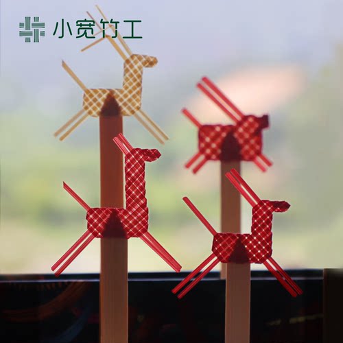 中高考竹编福马书签礼物精致手工