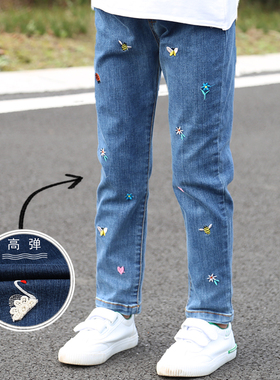 女童牛仔裤2025新款秋装中小童儿童弹力长裤春秋女孩洋气裤子单裤