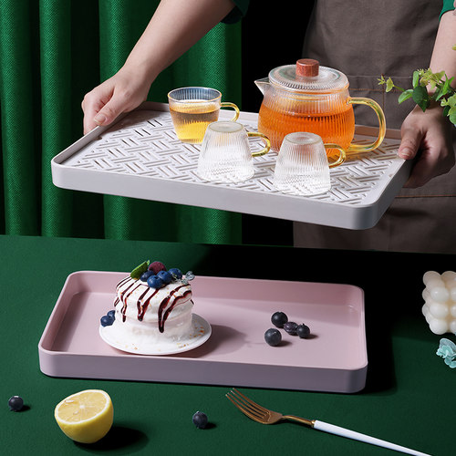 希尔家用客厅长方形茶室茶盘托 托盘北欧风功夫茶盘干泡台沥水托