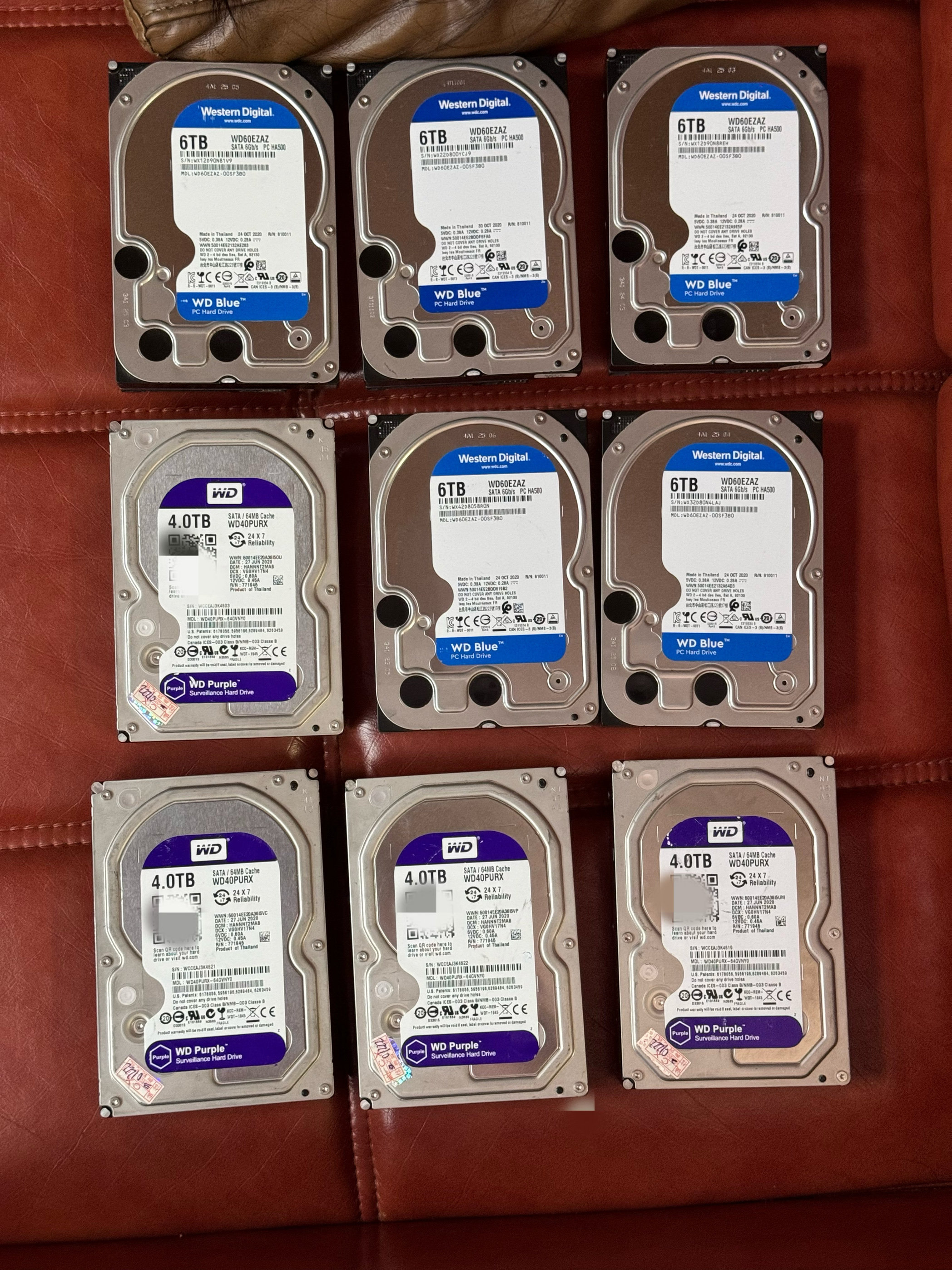 二手原装西部数据WD西部数据6TB 4TB机械硬盘