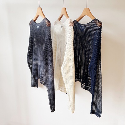 外贸高品质和纸纱一字领镂空针织