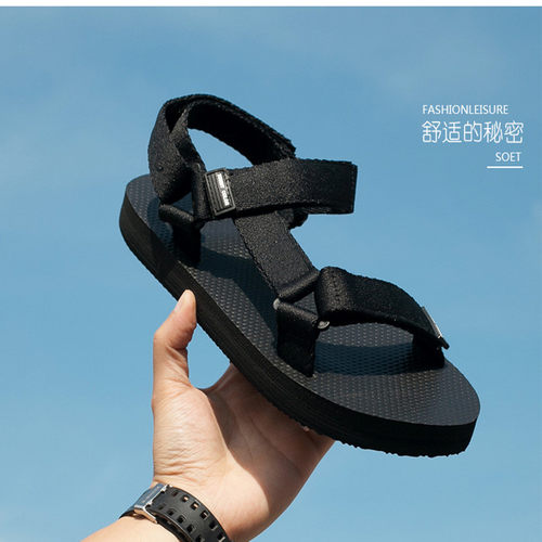 夏季绑带魔术贴轻便沙滩鞋凉鞋