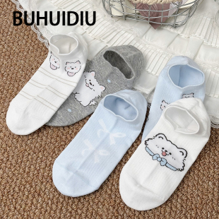 不会丢的袜子卡通可爱小狗船袜女夏薄款纯棉网眼凉感2025新款短袜