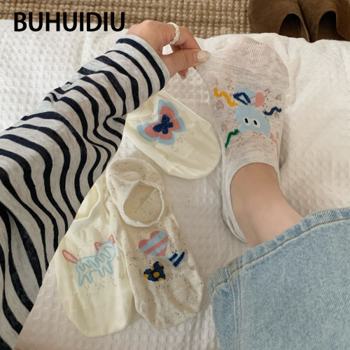 夏季薄款女短袜卡通防滑无骨船袜
