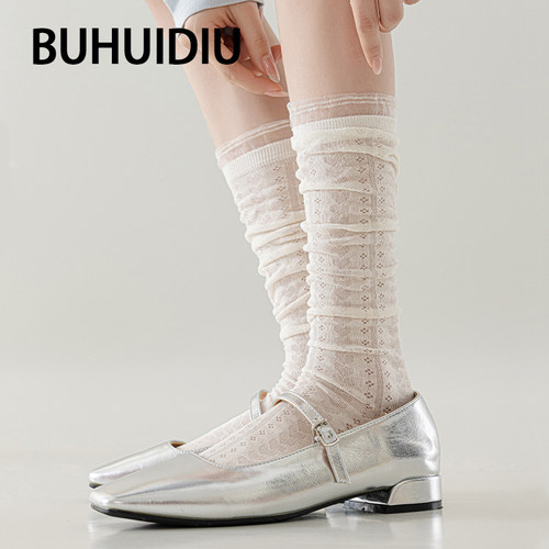 miu风蕾丝小腿袜女芭蕾风堆堆袜