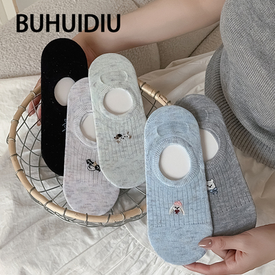 刺绣卡通袜子女款ins潮低帮船袜