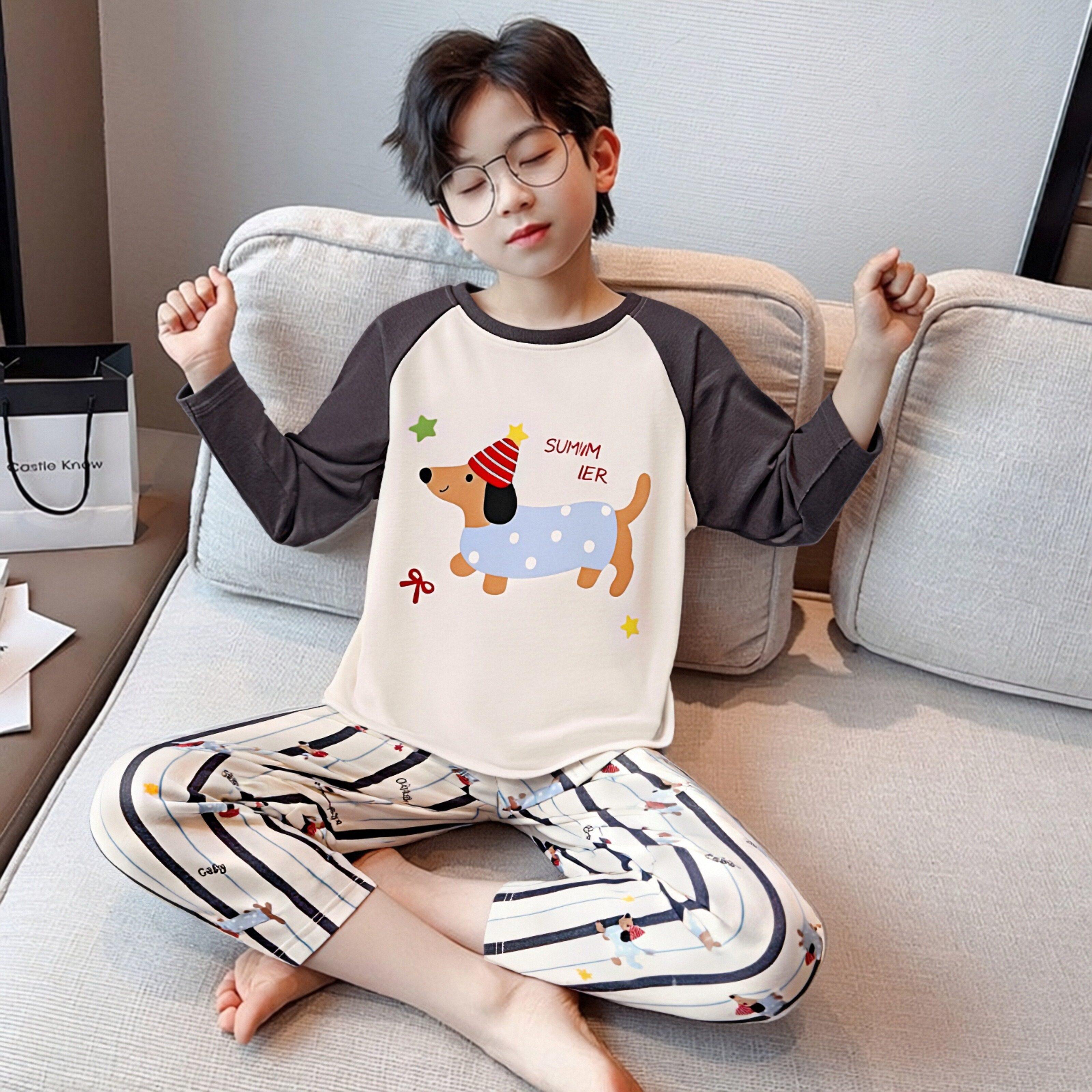 男童a类家居服新款睡衣休闲长袖儿童中大童春秋纯棉青少年两件套,童装/婴儿装/亲子装,家居服套装,淘宝优惠券,粉丝福利购,淘宝优惠卷