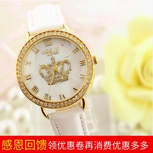 包邮韩国时尚女士正品软陶手表学生白色复古防水皇冠水钻女表