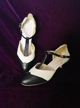 Pro Dancer进口牛皮低跟毛底胶底女跳舞鞋练习鞋