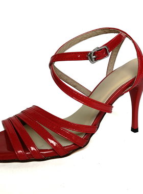 专业ArgentinaTango Salsa女士硬底红色漆皮阿根廷探戈舞鞋