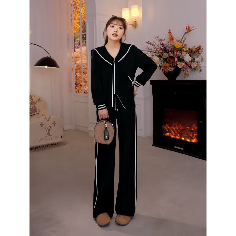 时尚运动套装女显瘦纯色卫衣上衣女韩版慵懒风垂感阔腿裤子两件套,女装/女士精品,大码套装,淘宝优惠券,粉丝福利购,淘宝优惠卷