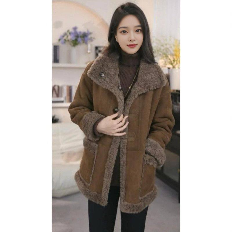 毛呢外套女2026秋冬季新款翻领大衣女韩版复古宽松加绒加厚开衫女,女装/女士精品,常规大码外套,淘宝优惠券,粉丝福利购,淘宝优惠卷