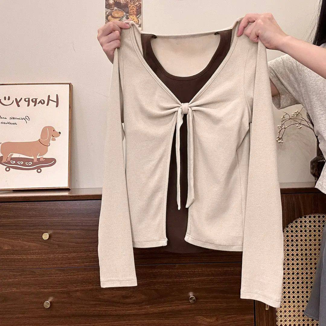 撞色假两件长袖t恤女德绒春秋季新款洋气韩版内搭打底衫女上衣女,女装/女士精品,T恤,淘宝优惠券,粉丝福利购,淘宝优惠卷