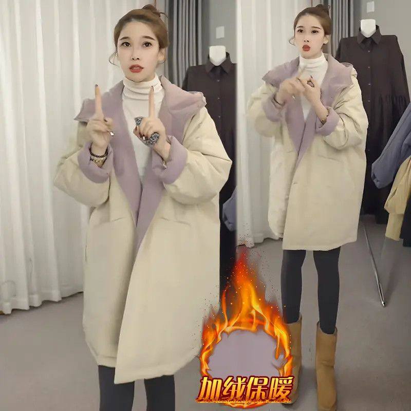 双面穿香芋紫棉衣棉服女2026冬季韩系小个子宽松百搭中长款外套女,女装/女士精品,大码棉服,淘宝优惠券,粉丝福利购,淘宝优惠卷