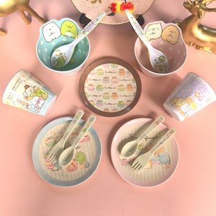 Sanrio三丽鸥角落生物密胺餐具异形碗卡通可爱小吃碟牛奶果汁水杯