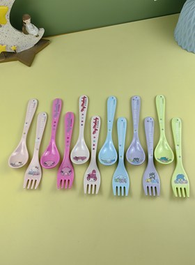 三丽鸥儿童餐具可爱卡通儿童勺子叉子套装宝宝吃饭勺叉子套装