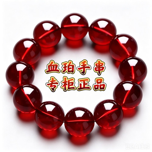 天然血珀佛珠手链本命年招财