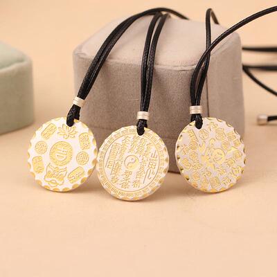 S999足银百福平安喜乐描金吊坠