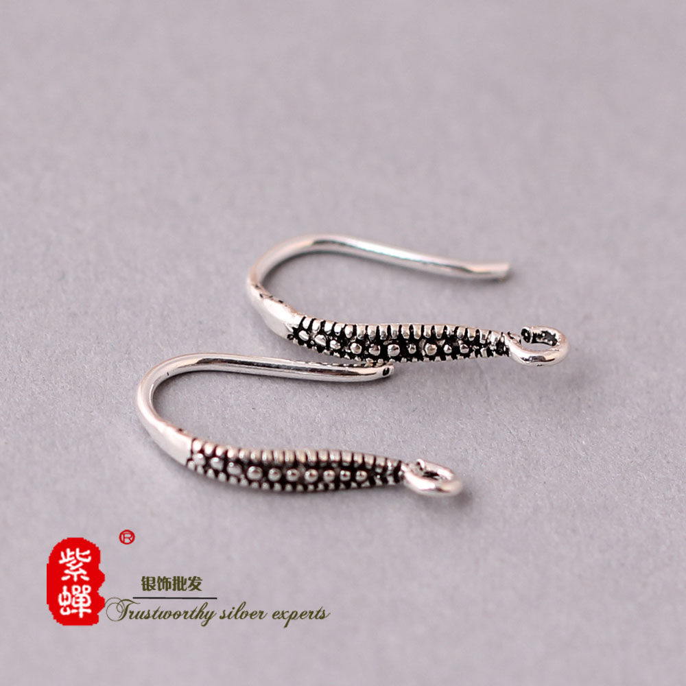 紫蝉 s925纯银银饰时尚 手工DIY耳饰串珠配件 泰银耳钉耳环耳钩