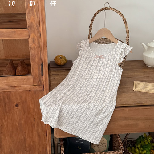 粒粒仔女童短袖吊带睡裙家居服