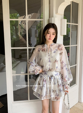 【NANA GODDESS】小女人印花蝴蝶衬衫24284#  TXQ
