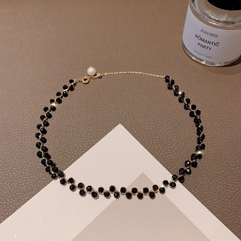 女轻奢黑色链颈链设计感高级感年