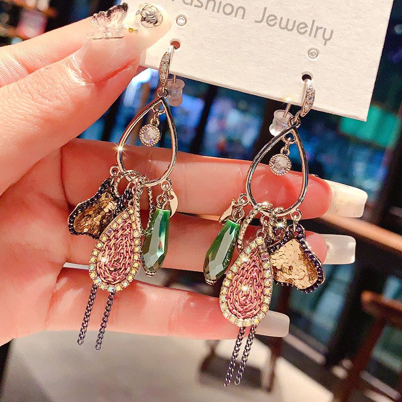 潮名媛耳坠年重工流苏欧美宴会