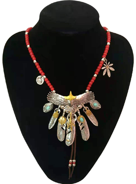 日系原宿复古羽毛配饰项链