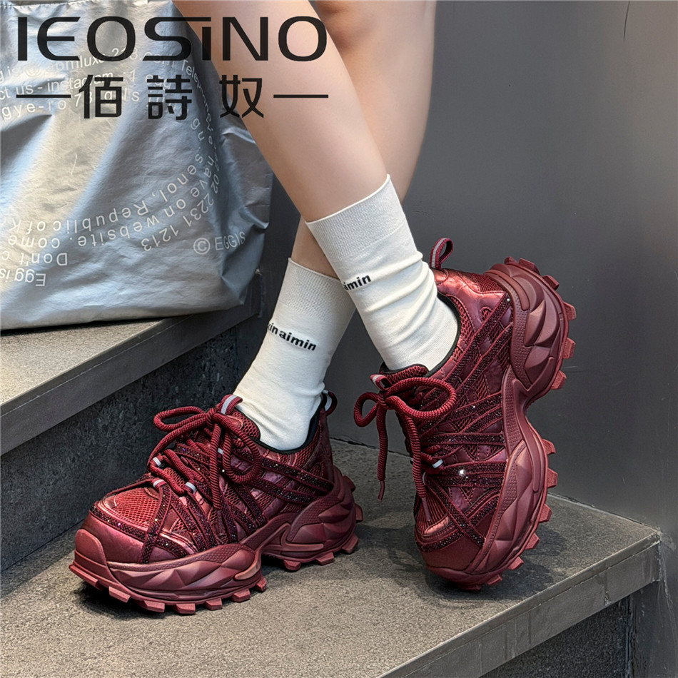 410642221佰诗奴2026春款红色厚底老爹鞋女时尚百搭休闲运动鞋潮,女鞋,老爹鞋,淘宝优惠券,粉丝福利购,淘宝优惠卷