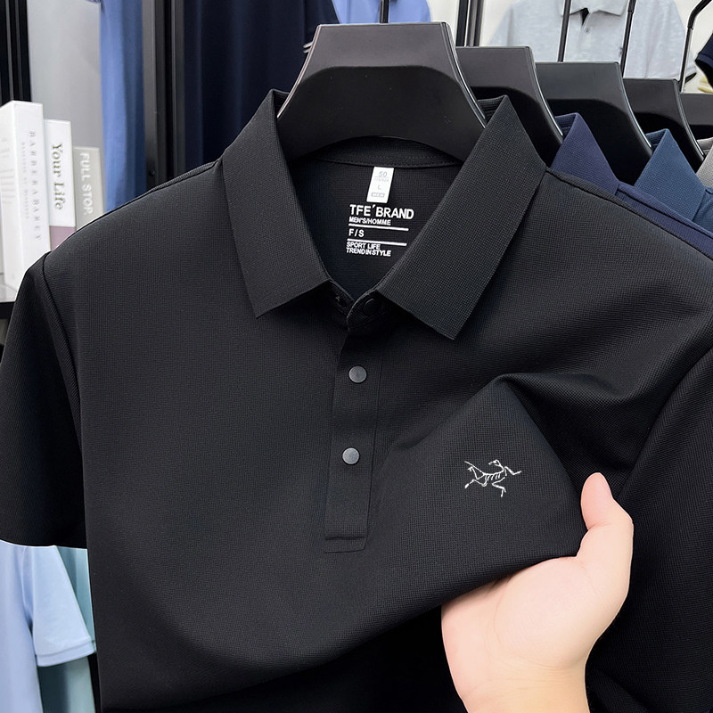 奥莱撤柜 刺绣鸟男士速干短袖t恤高端户外商务无痕翻领半袖Polo衫