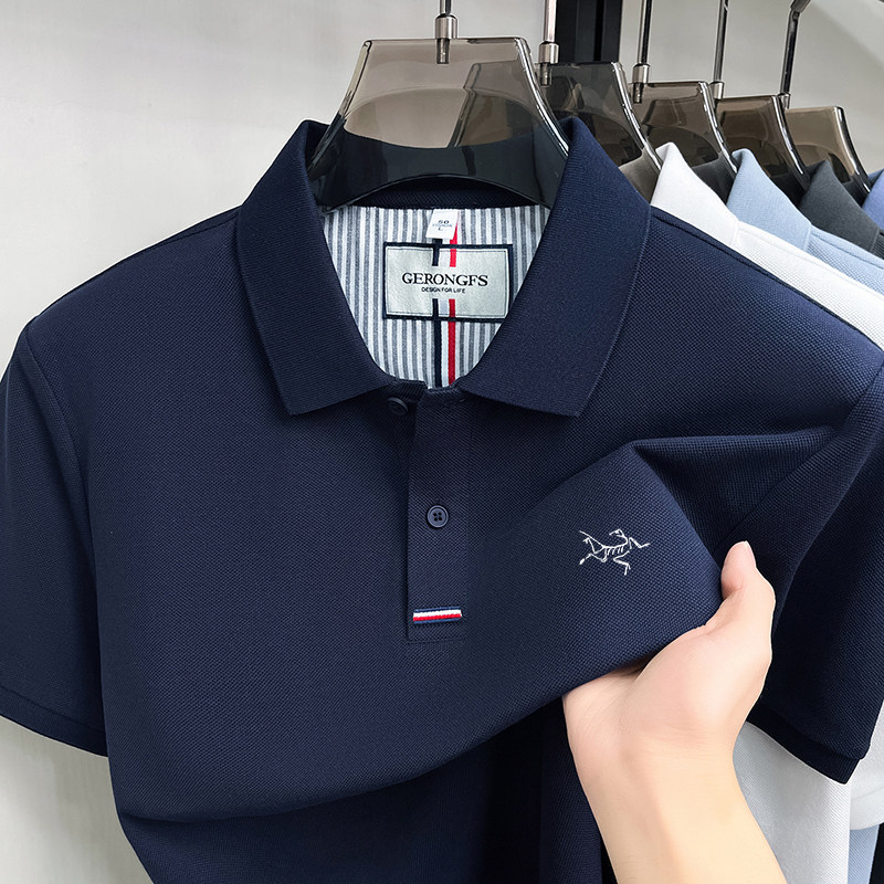 夏季新款刺绣鸟男士纯棉短袖T恤高端户外商务休闲翻领半袖POLO衫