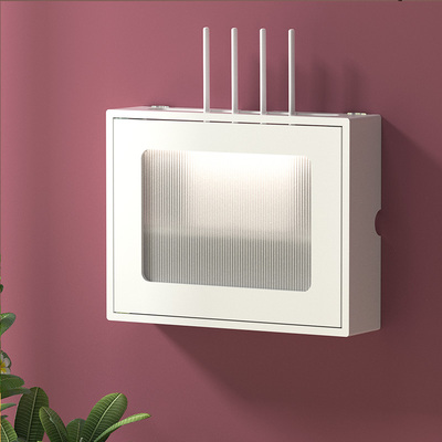 实木壁挂式路由器收纳盒