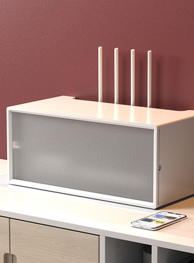 桌面wifi电视机顶盒收纳盒客厅排插宽带猫光路由器收纳柜创意实木