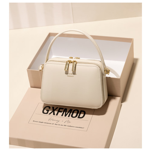 GXFMOD牛皮小方包单肩斜挎包轻奢