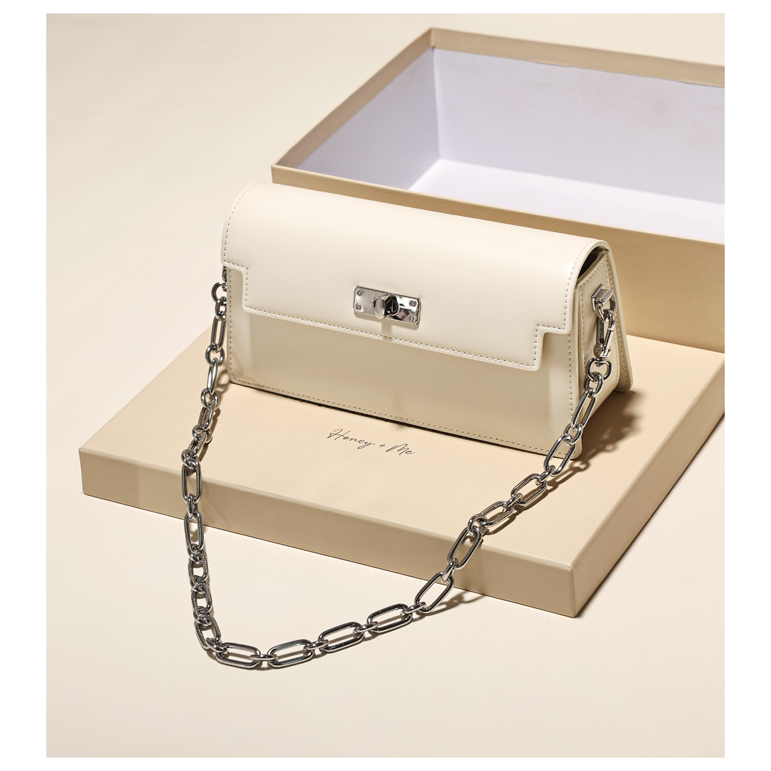 小众设计时尚真皮腋下链条包女