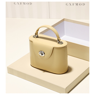 GXFMOD小众设计高级感真皮盒子包女2026新款百搭单肩斜挎手提小包