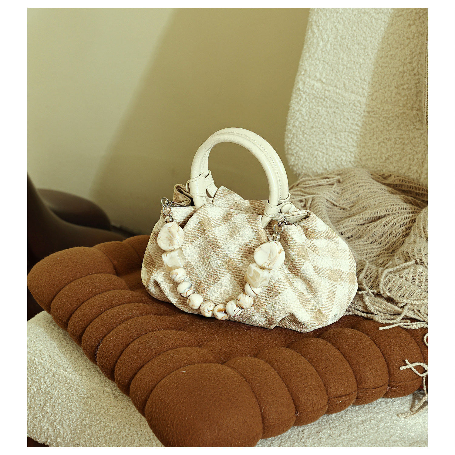 GXFMOD原创设计格子云朵包女2026春夏新款小众通勤百搭手提斜挎包