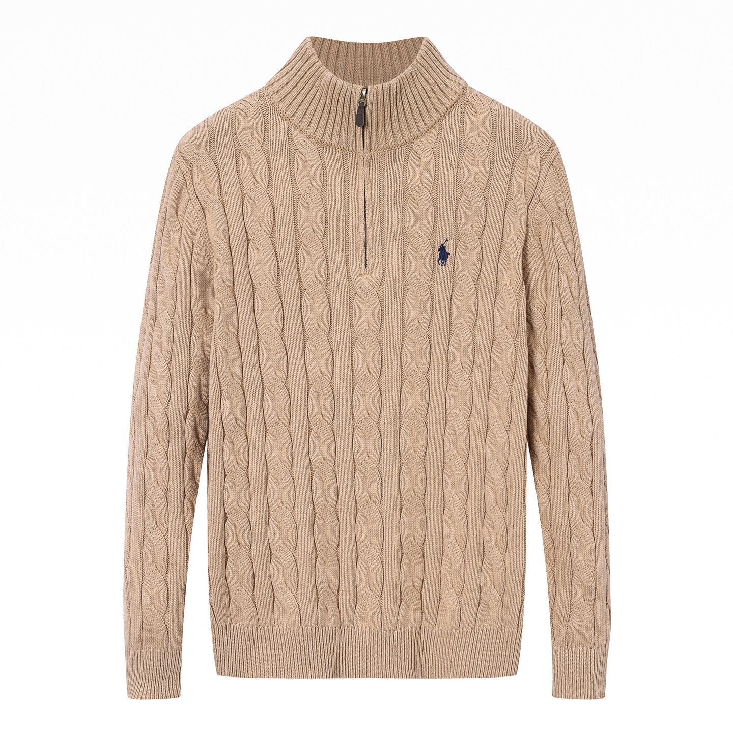thumbnail for American casual thickened twist men's Paul half-height zipper loose knit polo pullover autumn and winter sweater