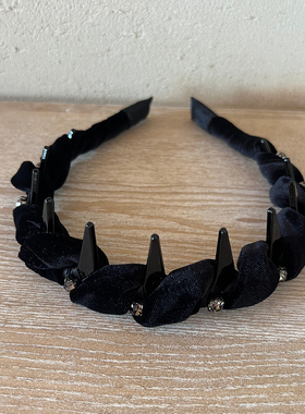 韩国复古黑色丝绒带齿发箍千金风高颅顶气质头箍头饰法式优雅发卡