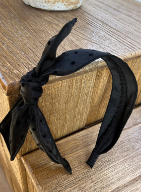 韩国气质复古黑色波点蝴蝶结发箍甜美公主风头箍头饰时尚个性发卡