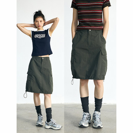 NKGC 2023SS gorpcore复古户外A字工装短裙口袋女显瘦夏装半身裙