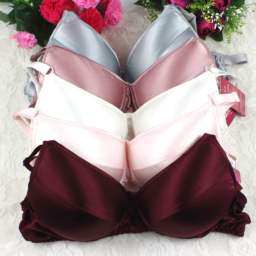 双面真丝无钢圈文胸夏季薄款聚拢胸罩 桑蚕丝纯浅色舒适内衣包邮