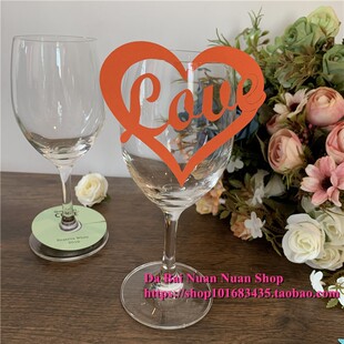 爆款 欧式婚礼镂空爱心LOVE红酒杯插卡 宴会派对席位卡 装饰 50枚