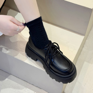 英伦风厚底小皮鞋女2025新款春季百搭黑色jk单鞋松糕底ins乐福鞋