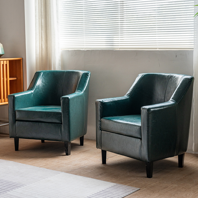 现货皮质沙发椅科技布单人沙发