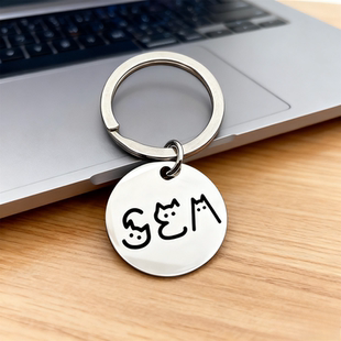 小猫小狗字母组合自定义创意钥匙扣情侣项链吊坠挂件定制男女朋友