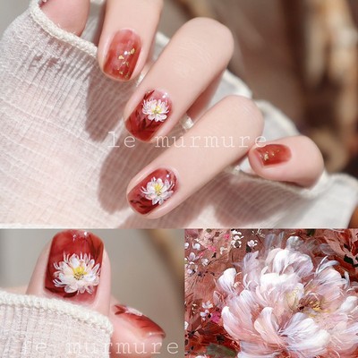 铁素清新小雏菊白色花朵美甲贴纸